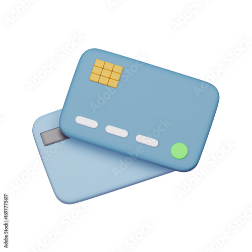 credit card 3D Icon isolated on white background, 3D render