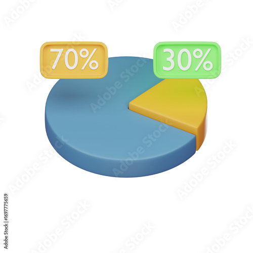 Business Statistic 3D Icon isolated on white background, 3D render
