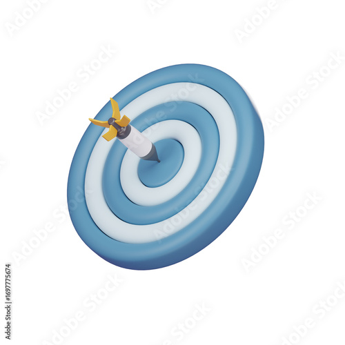 Business Goal 3D Icon isolated on white background, 3D render