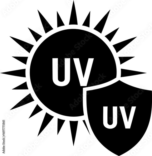 Sun uv protection shield icon vector graphic