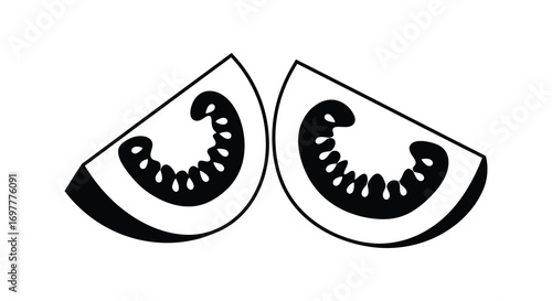 two halves of watermelon sliced open showing seeds