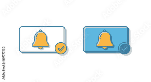 notification bell icons with checkmarks and badges