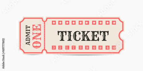 Classic ticket template . A one-person ticket. An element for events, concerts, performances or exhibitions. Simple and concise design