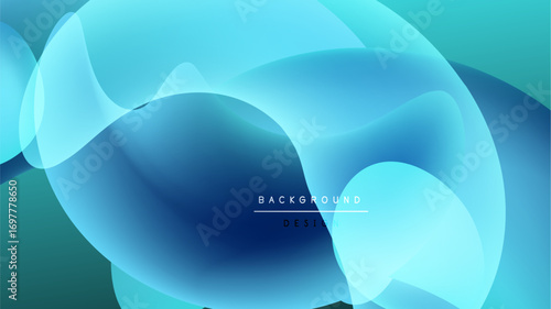 Abstract fluid shapes, blue tones dominate. Soft gradients create depth, modern design element. Background suggests movement, calm aesthetic.