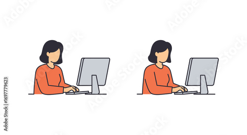 two women working diligently at their computers in an office setting