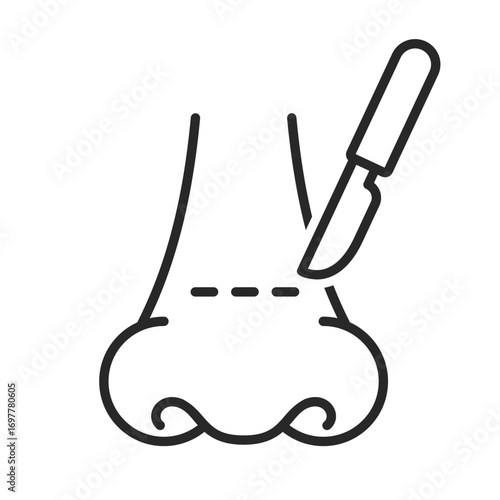 Nose surgery line icon vector for medical and healthcare clip art.