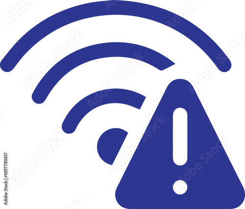  WiFi or wireless internet sign warning icon, featuring two curved arcs radiating out from a central point,