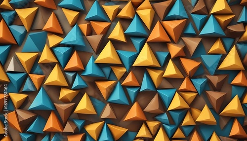 Colorful pattern of triangles is shown on the image