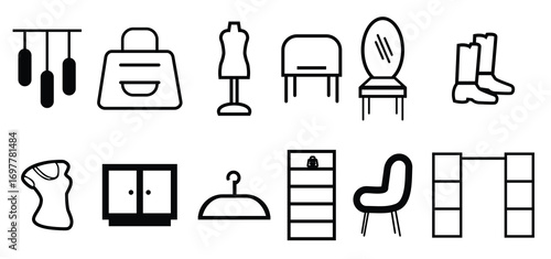 dressing room equipment vector illustration