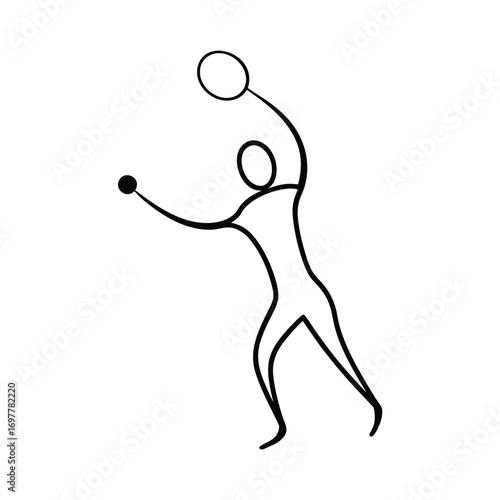 Dynamic black silhouette of a tennis player executing a powerful serve