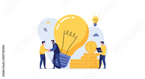 Business partners shaking hands and celebrating new startup idea development success finance growth concept