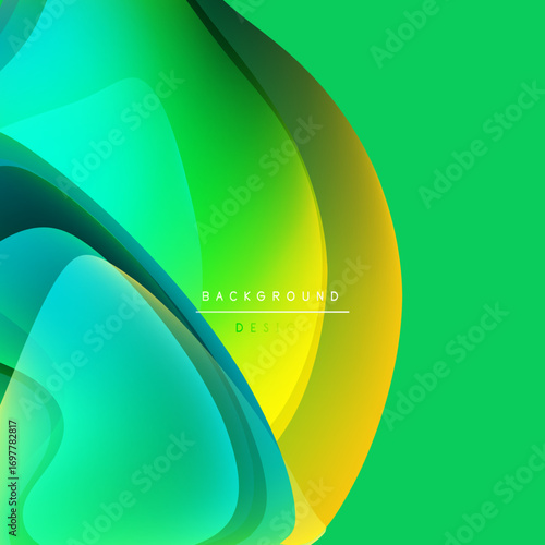 Abstract vibrant background. Smooth flowing shapes blend green, yellow hues. Modern design element for digital projects.