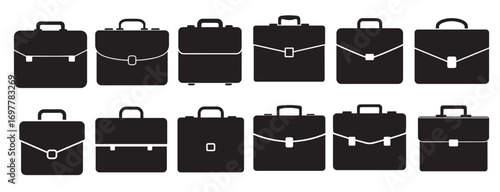  briefcase silhouette white background vector illustration