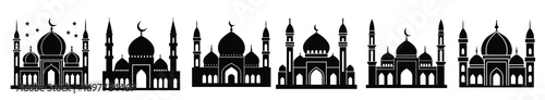collection of silhouette mosques vector illustration