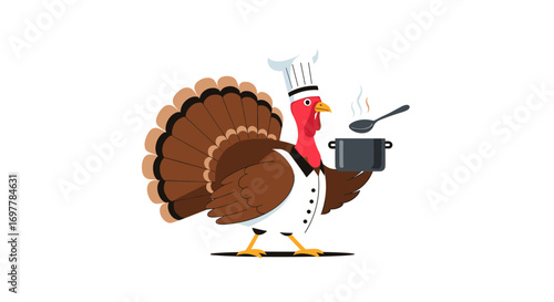 Festive chef turkey preparing delicious meal for holiday gathering celebration