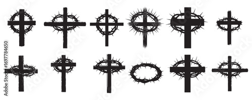 crown of thorn silhouette vector illustration