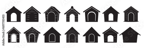 dog house silhouette white background vector illustration