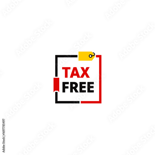 Tax free icon flat vector design.