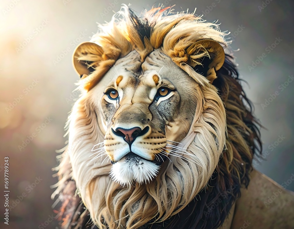 Fototapeta premium Majestic lion portrait in natural light