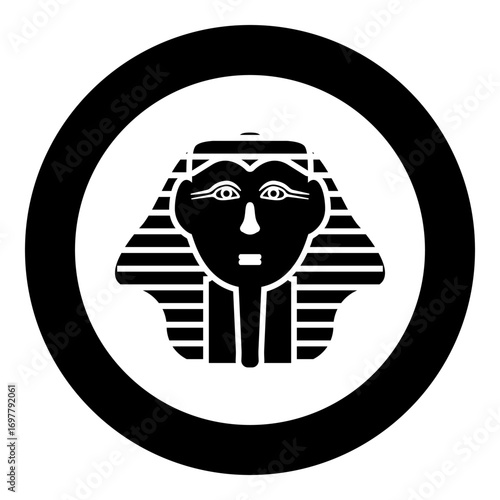 Head pharaoh cop faro mask icon in circle round black color vector illustration image solid outline style