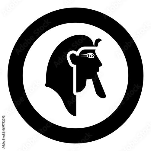 Head pharaoh cop faro mask icon in circle round black color vector illustration image solid outline style
