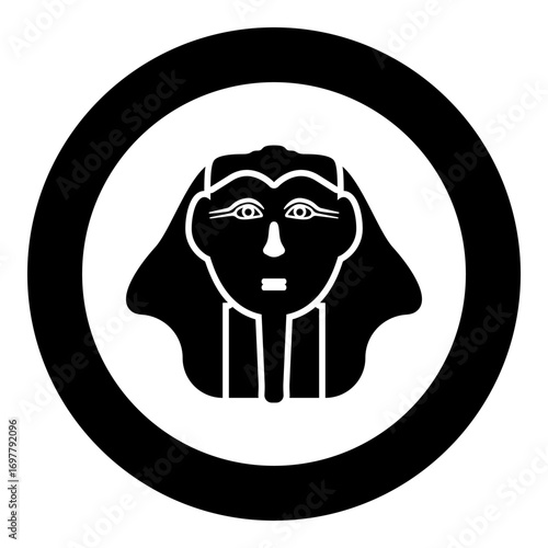 Head pharaoh cop faro mask icon in circle round black color vector illustration image solid outline style