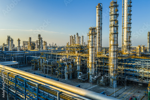 Wallpaper Mural Aerial view of a large oil refinery and petrochemical plant with complex equipment in industrial zone Torontodigital.ca