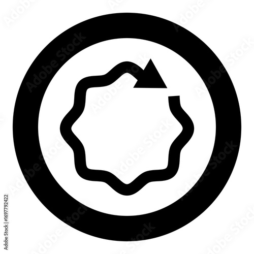 Wavy arrow on circle icon in circle round black color vector illustration image solid outline style