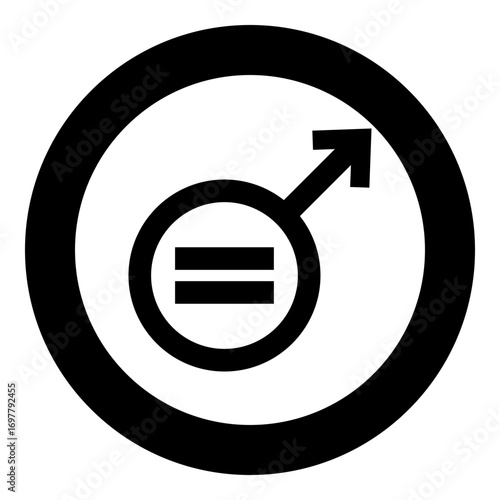 Symbol of gender equality masculism icon in circle round black color vector illustration image solid outline style