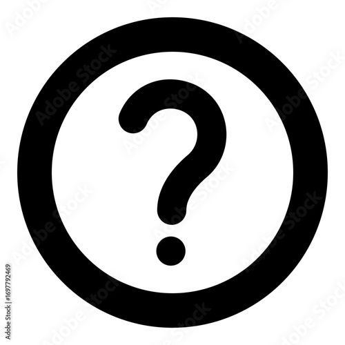 Sign question icon in circle round black color vector illustration image solid outline style