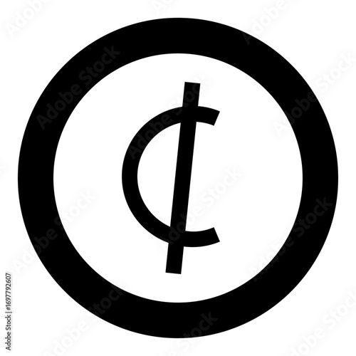 Sedi symbol sign Ghana currency money icon in circle round black color vector illustration image solid outline style