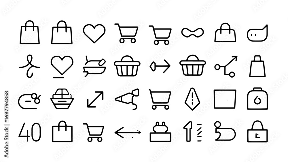 Fototapeta premium Shopping Cart and Bag Icons