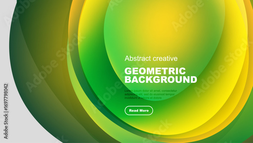 Abstract geometric background features vibrant gradients. Overlapping shapes create dynamic visual effect. Text invites further exploration.