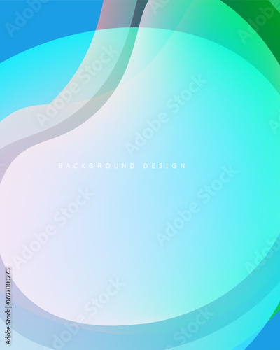 Abstract flowing shapes, vibrant blues, greens, whites create smooth gradient background. Minimalist design, modern aesthetic.