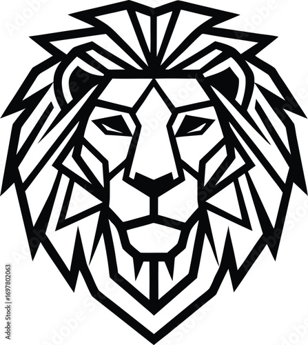 a minimalist vector logo of a lion s head  symmetr.eps