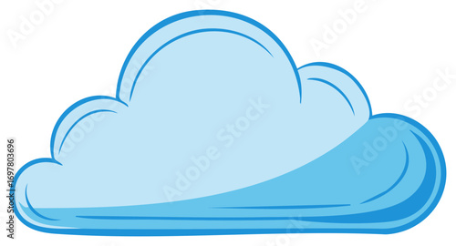 Cartoon Cloud Illustration with Blue Borders and Soft Fill in Weather Icon Style