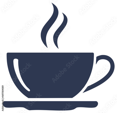 Steaming Coffee Cup Icon for Morning Beverage and Warm Drinks