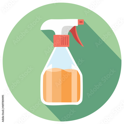 Cleaning Spray Bottle Icon Design, Disinfectant Spray Bottle, Household Cleaning Solution Container, Round Icon