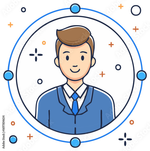 Smiling professional man in business suit avatar illustration