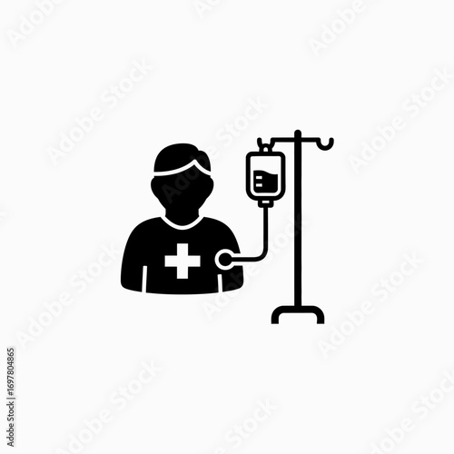 Vector art of patient receiving intravenous drip
