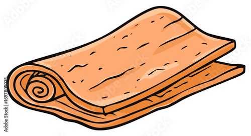Illustration of rolled orange dough ready for baking pastries and desserts on white