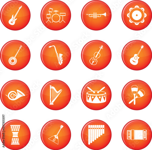 Musical instruments icons vector set