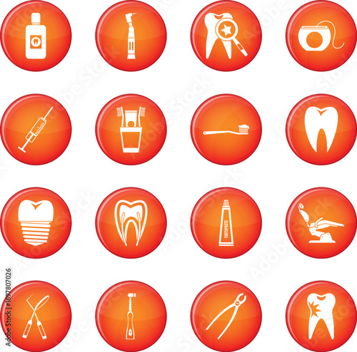 Dental care icons vector set