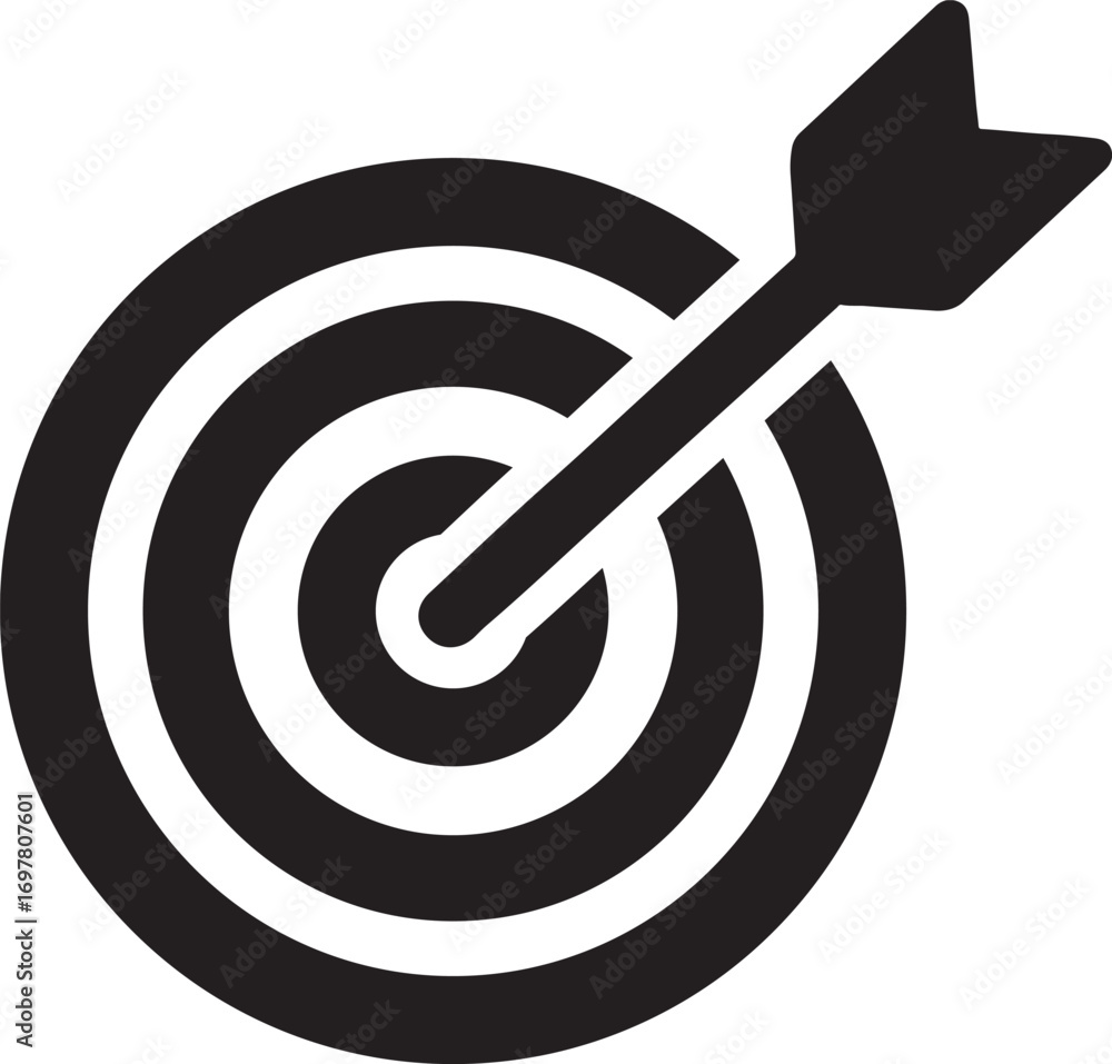 Flat Target Icon with Arrow – Archery Bullseye, Goal Symbol, Victory Sign, Darts Logo Flat Target Icon with Arrow – Archery Bullseye, Goal Symbol, Victory Sign, Darts Logo