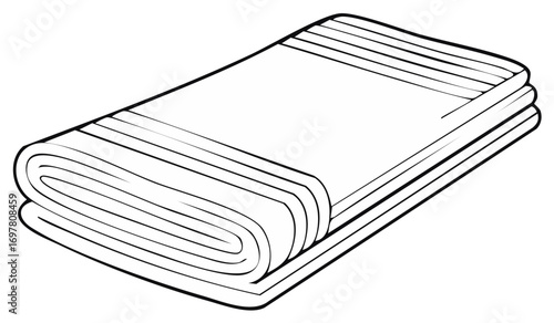 Folded bath towels with lines black and white illustration graphic element