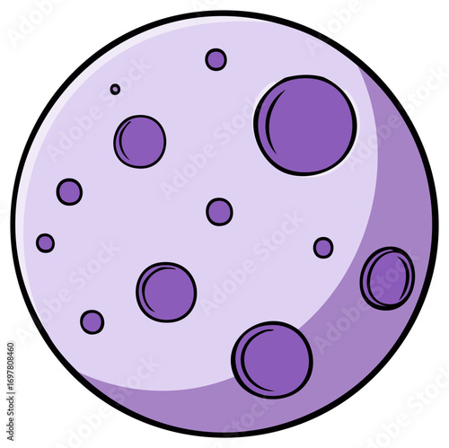 Whimsical Cartoon Moon with Craters, Light Purple Planet Illustration for Kids