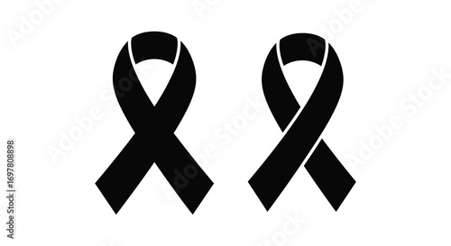 two black ribbons symbolizing awareness and solidarity for causes