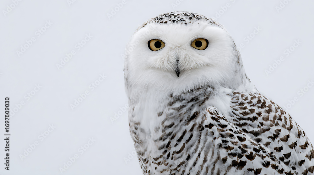 Obraz premium snowy owl portrait with white background