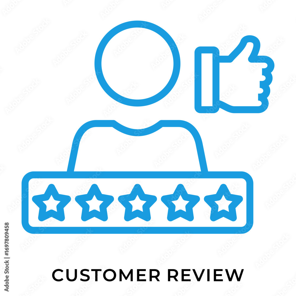 Obraz premium Customer Review Speech Bubble Blue Line Icon