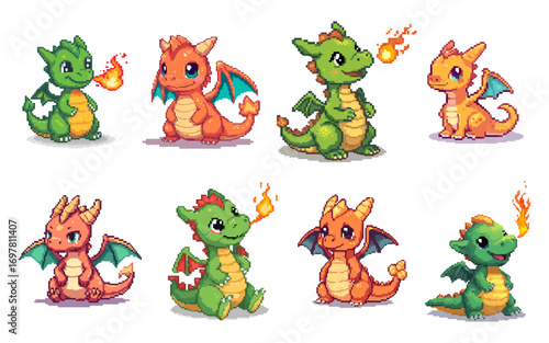 Dragon Pixel Character Bundle